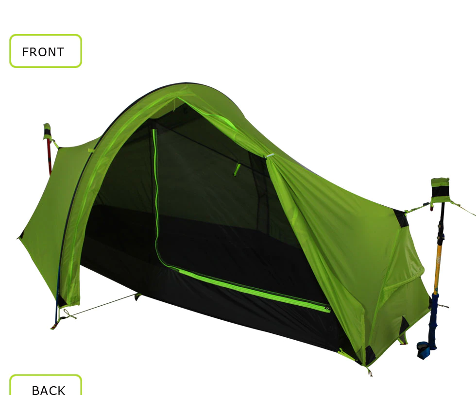 Cheap Goat Tents 15d Double Layer One Men Single Person Tunnel Backpacking Tent 3 Season For Camping Hiking Travelling Ultralight Silicone Coated