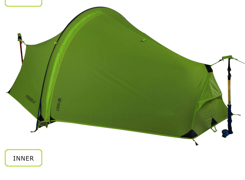 Cheap Goat Tents 15d Double Layer One Men Single Person Tunnel Backpacking Tent 3 Season For Camping Hiking Travelling Ultralight Silicone Coated