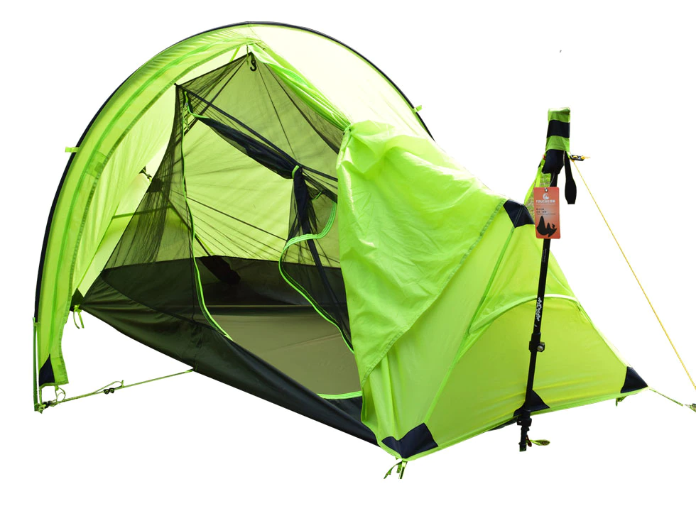 Cheap Goat Tents 15d Double Layer One Men Single Person Tunnel Backpacking Tent 3 Season For Camping Hiking Travelling Ultralight Silicone Coated