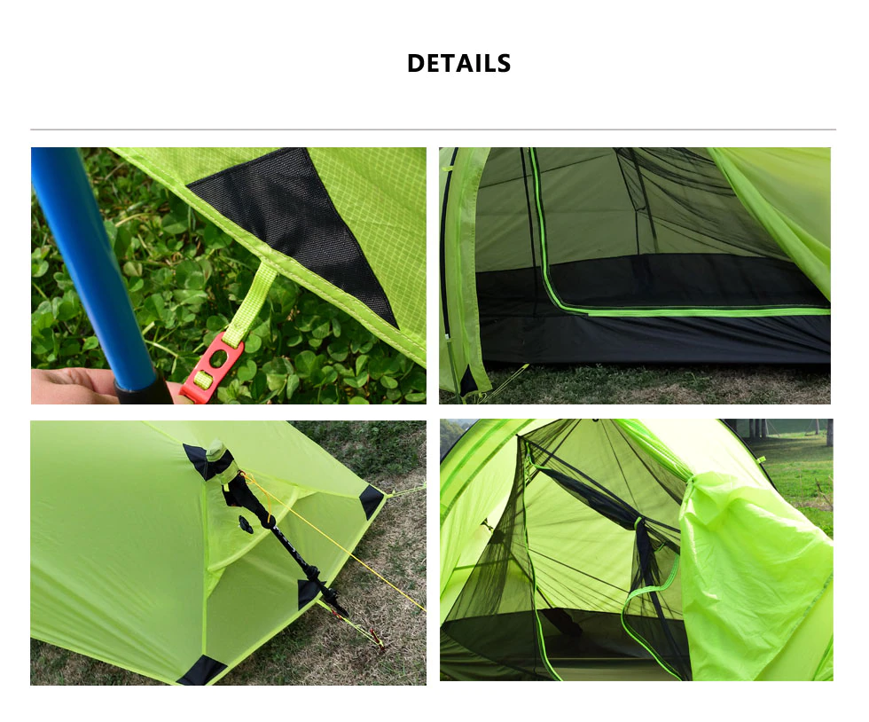 Cheap Goat Tents 15d Double Layer One Men Single Person Tunnel Backpacking Tent 3 Season For Camping Hiking Travelling Ultralight Silicone Coated
