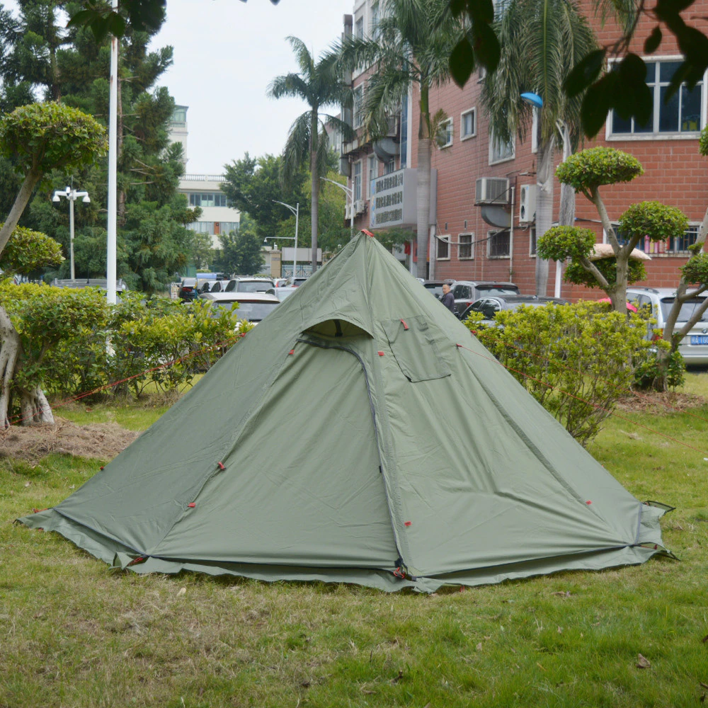 Cheap Goat Tents 2022 New Pyramid Tent With Snow Skirt Ultralight Outdoor Camping Teepee With A Chimney Hole For Cooking Travel Backpacking Tent