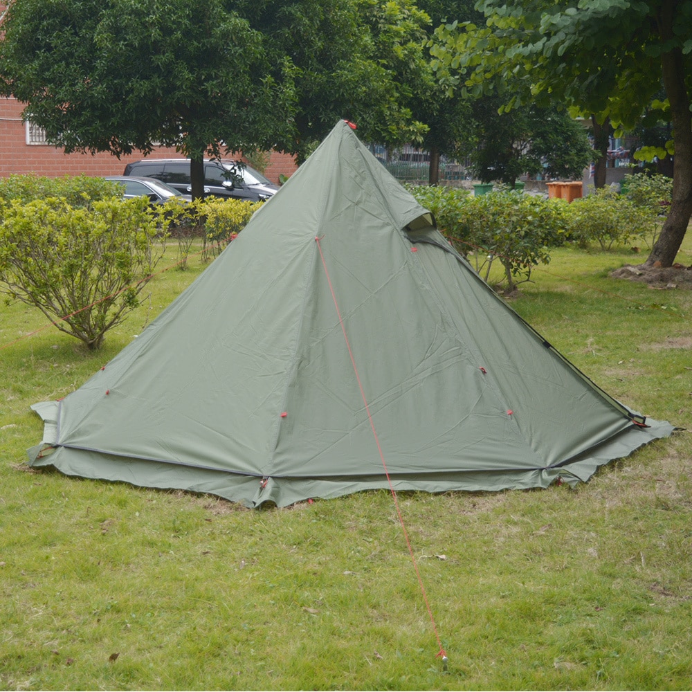 Cheap Goat Tents 2022 New Pyramid Tent With Snow Skirt Ultralight Outdoor Camping Teepee With A Chimney Hole For Cooking Travel Backpacking Tent
