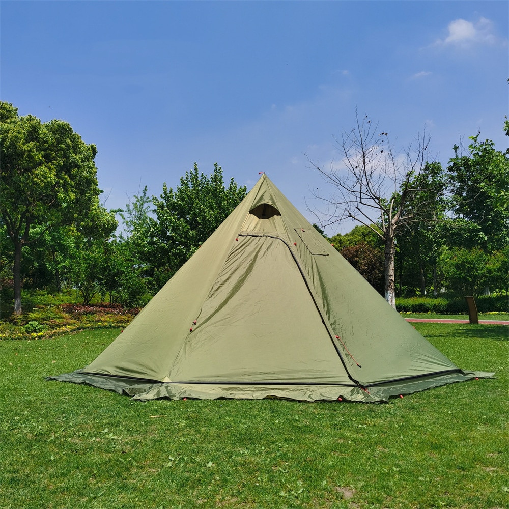 Cheap Goat Tents 2022 New Pyramid Tent With Snow Skirt Ultralight Outdoor Camping Teepee With A Chimney Hole For Cooking Travel Backpacking Tent