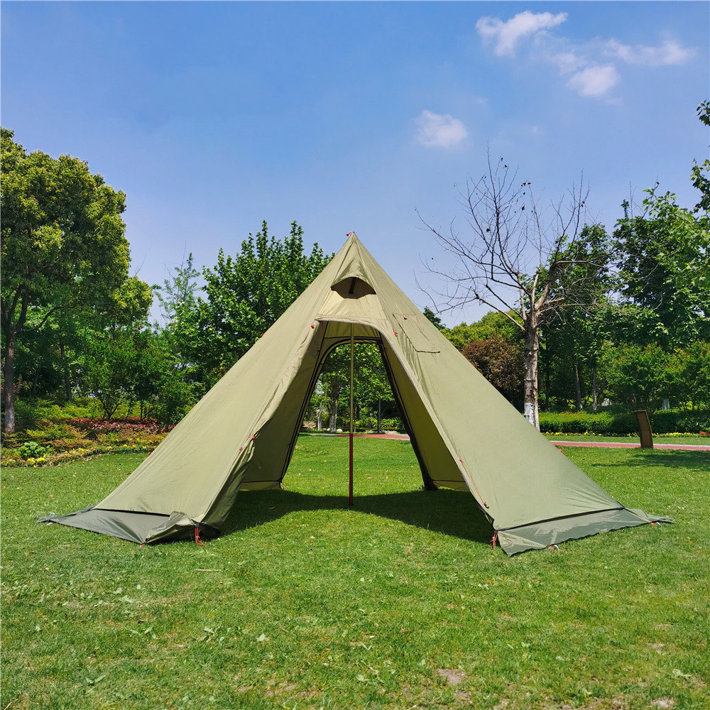 Cheap Goat Tents 2022 New Pyramid Tent With Snow Skirt Ultralight Outdoor Camping Teepee With A Chimney Hole For Cooking Travel Backpacking Tent