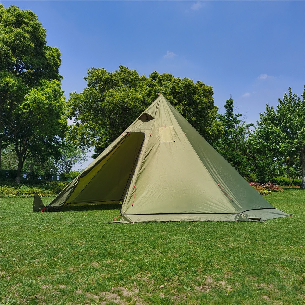 Cheap Goat Tents 2022 New Pyramid Tent With Snow Skirt Ultralight Outdoor Camping Teepee With A Chimney Hole For Cooking Travel Backpacking Tent