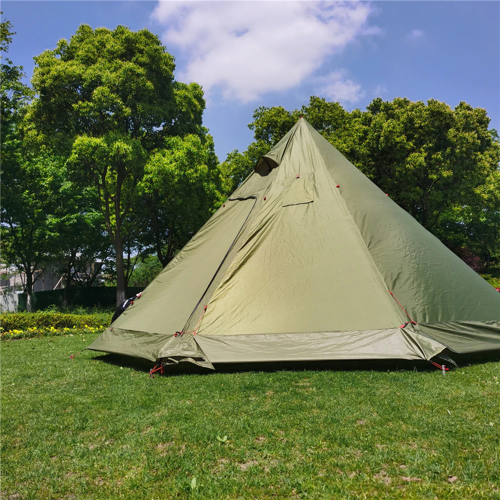 Cheap Goat Tents 2022 New Pyramid Tent With Snow Skirt Ultralight Outdoor Camping Teepee With A Chimney Hole For Cooking Travel Backpacking Tent