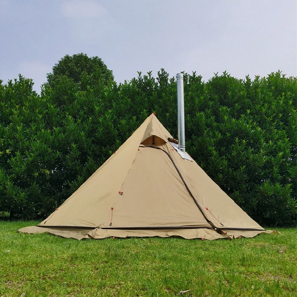 Cheap Goat Tents 2022 New Pyramid Tent With Snow Skirt Ultralight Outdoor Camping Teepee With A Chimney Hole For Cooking Travel Backpacking Tent