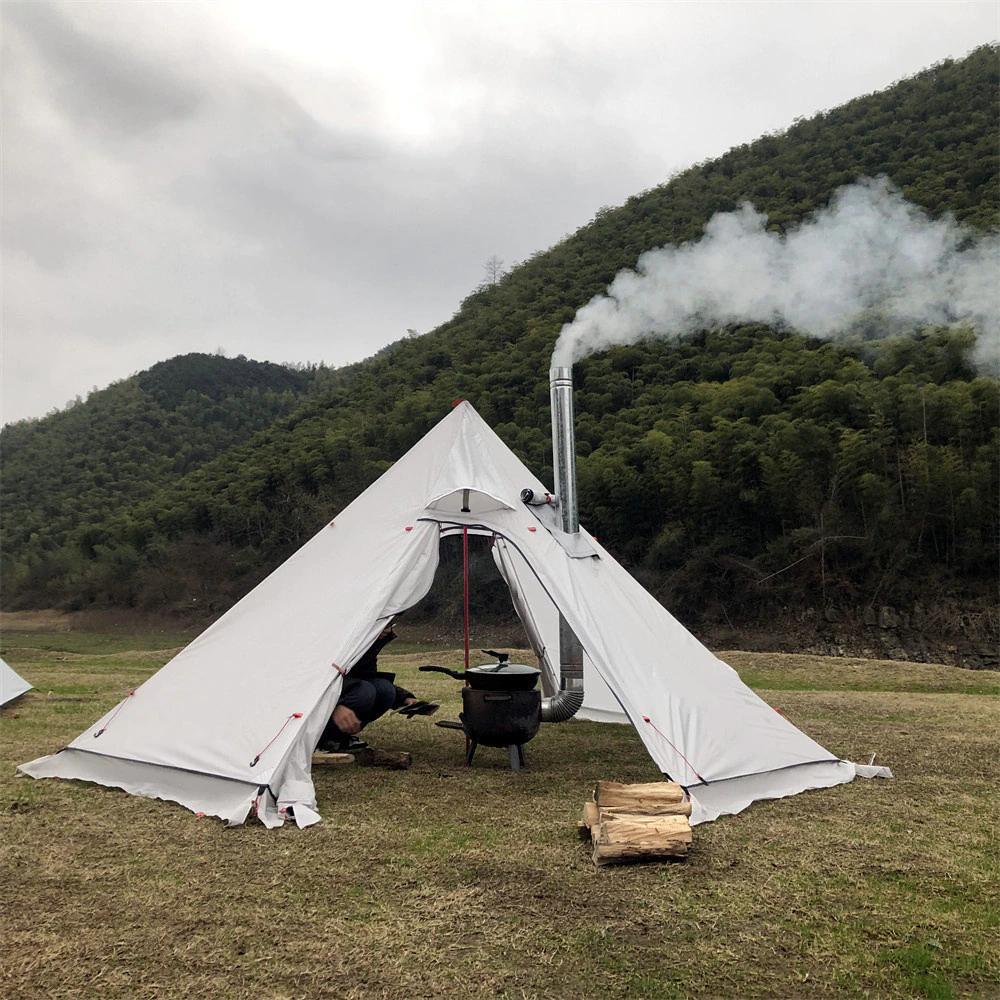 Cheap Goat Tents 2022 New Pyramid Tent With Snow Skirt Ultralight Outdoor Camping Teepee With A Chimney Hole For Cooking Travel Backpacking Tent