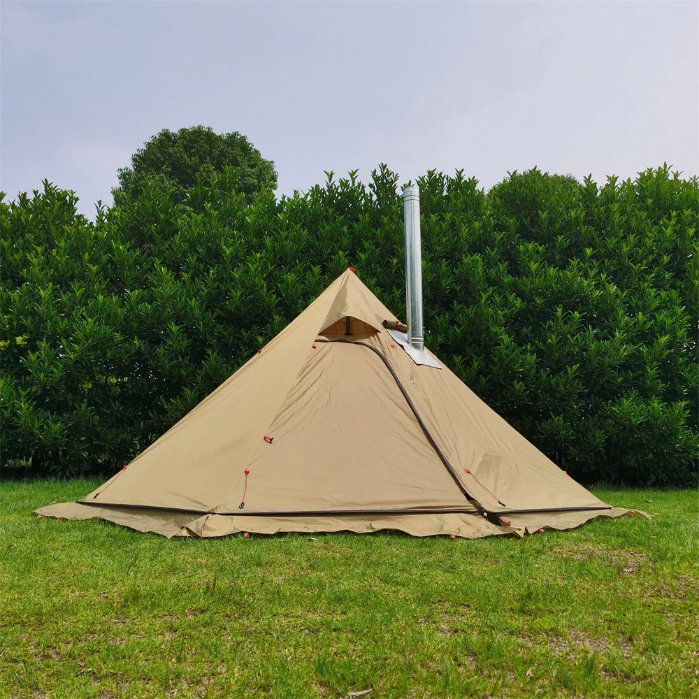 Cheap Goat Tents 2022 New Pyramid Tent With Snow Skirt Ultralight Outdoor Camping Teepee With A Chimney Hole For Cooking Travel Backpacking Tent