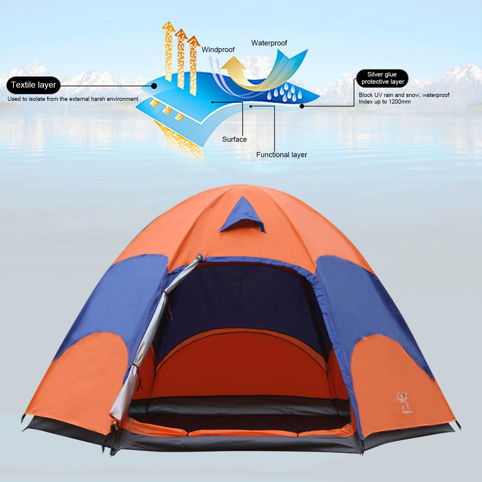Cheap Goat Tents 240*240*145cm Outdoor Camping Tent Double Layer Windproof Rainproof Backpacking Tent For Hiking Adventure Fishing Biking