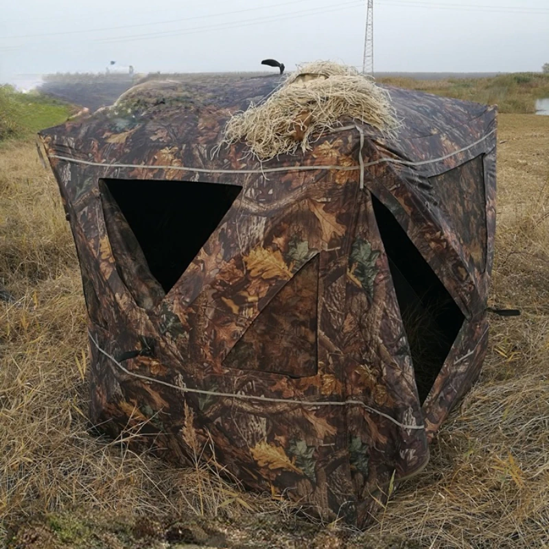 Cheap Goat Tents 2 Person Portable Bird Hunting Bionic Camouflage Hunting Tent Outdoor Camping Watching Bird Anti Mosquito Beach Fishing Car Tent