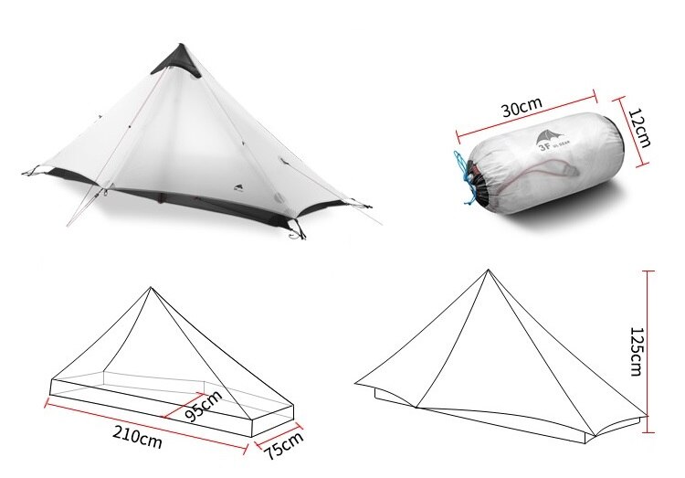 Cheap Goat Tents 3f Ul Gear 1 People Oudoor Ultralight Camping Tent 3 Season 1 Single Person Professional 15d Nylon Silicon Coating Rodless Tent