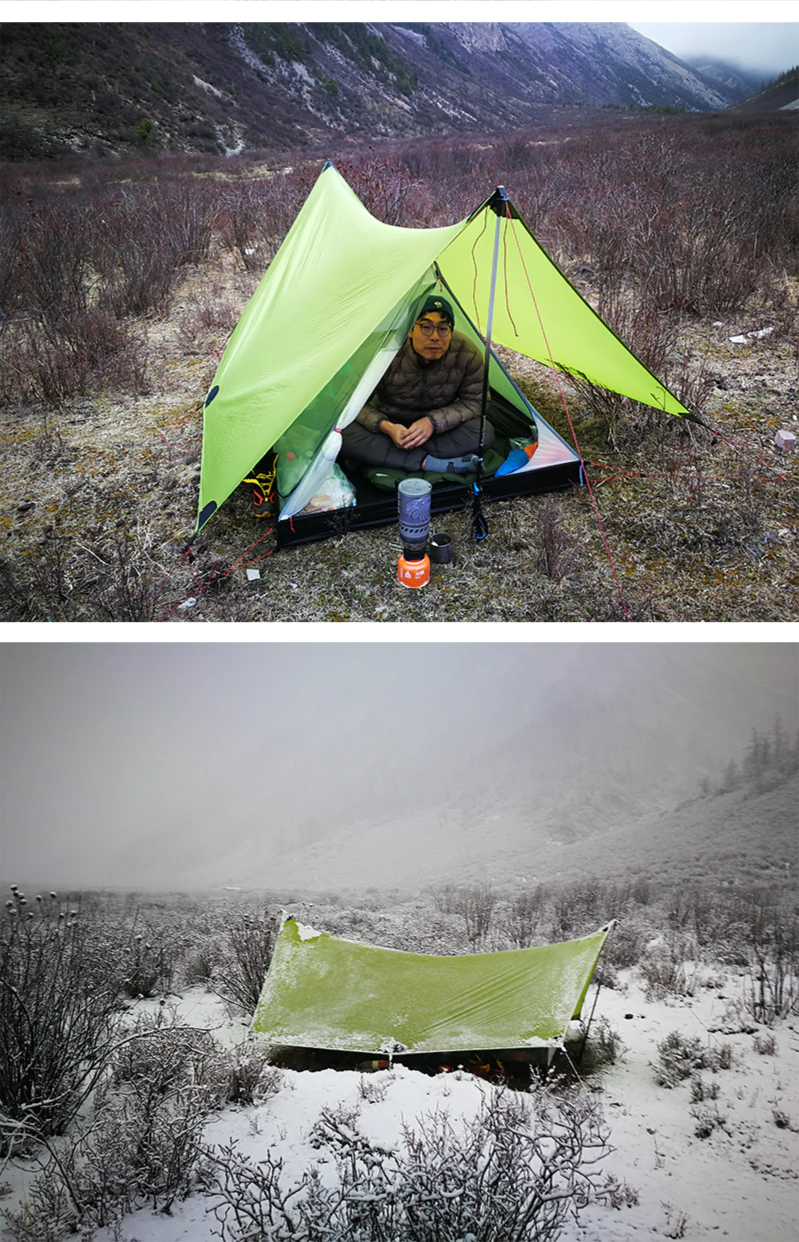 Cheap Goat Tents 3f Ul Gear 2 Person Outdoor Ultralight Camping Tent 3 Season Professional 20d Silnylon Rodless Multifunction Tent Shanjing