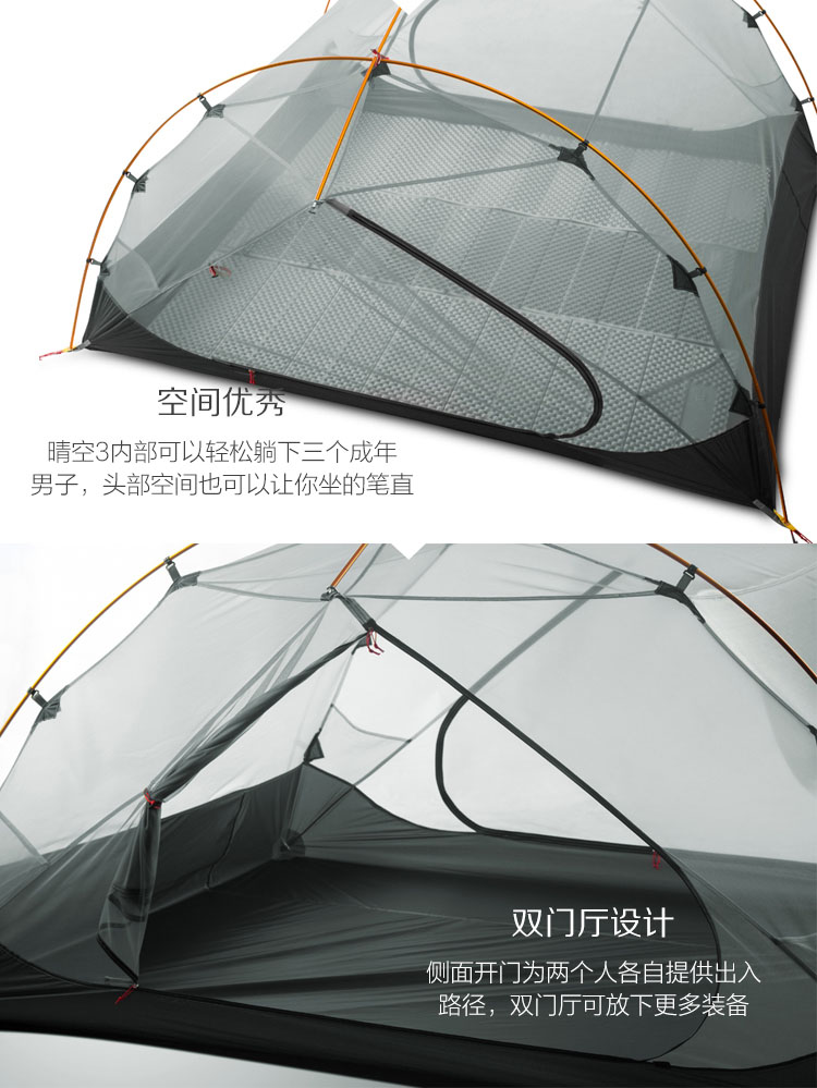 Cheap Goat Tents 3f Ul Gear 3 Person 4 Season 15d Camping Tent Outdoor Ultralight Hiking Backpacking Hunting Waterproof Tents Waterproof Coating