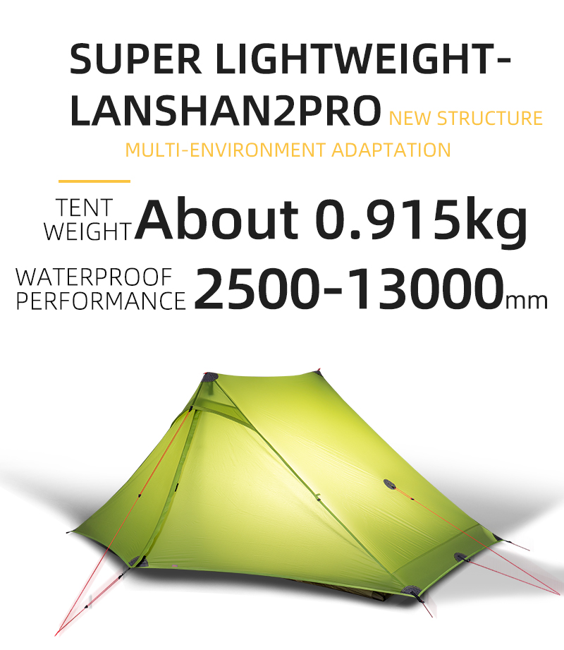 Cheap Goat Tents 3f Ul Gear Lanshan 2 Pro Tent 2 Person Outdoor Ultralight Camping Tent 3 Season Professional 20d Nylon Both Sides Silicon Tent