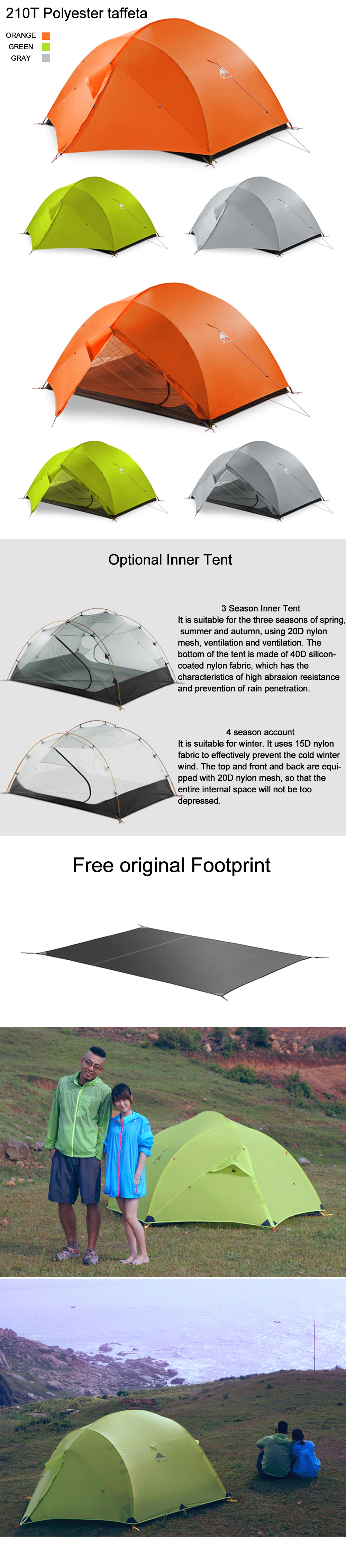 Cheap Goat Tents 3f Ul Gear Qingkong 15d 4 Season 3 Person Camping Tent Outdoor Ultralight Hiking Backpacking Waterproof Tents