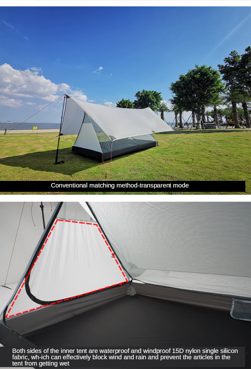 Cheap Goat Tents 3f Ul Gear Shanjing 2 Person Outdoor Ultralight Camping Tent 3 Season Professional 20d Silnylon Rodless Multifunction Tent