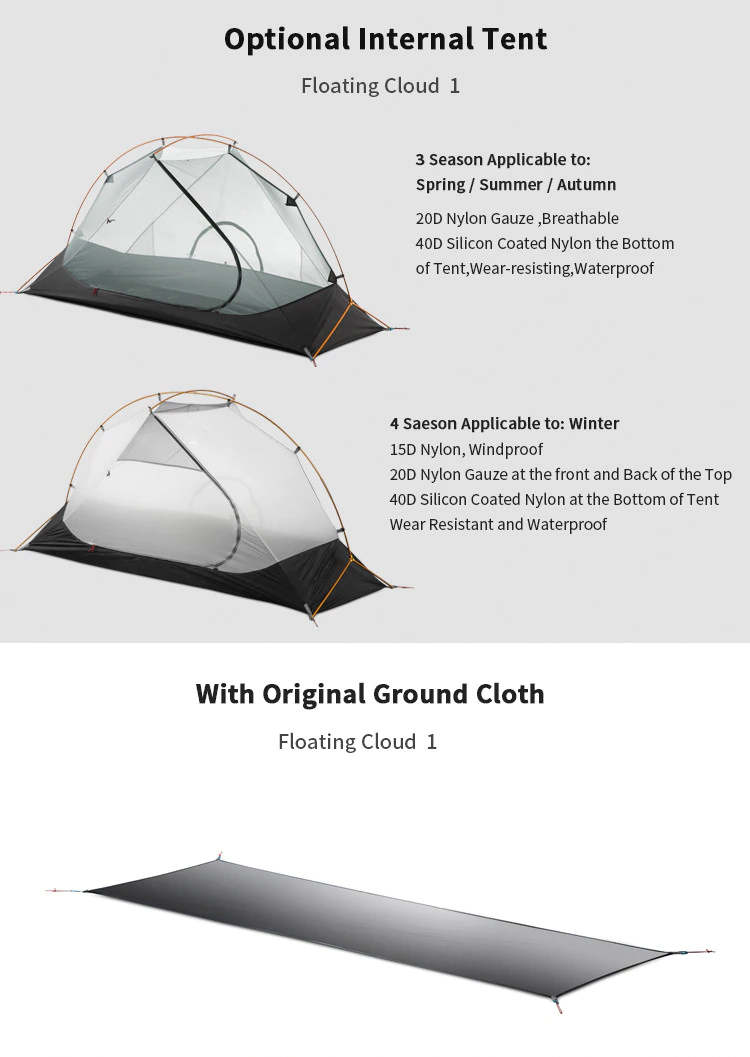 Cheap Goat Tents 3f Ul Gear Tent 15d Silicone Ultralight Camping Tent 1 Person Double Layer Outdoor Hiking 3