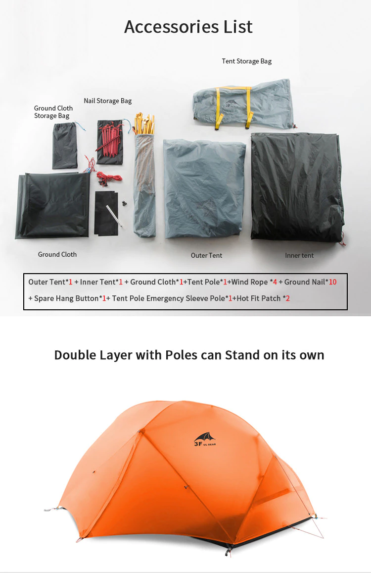 Cheap Goat Tents 3f Ul Gear Tent 15d Silicone Ultralight Camping Tent 1 Person Double Layer Outdoor Hiking 3