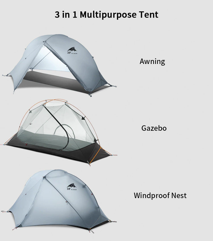 Cheap Goat Tents 3f Ul Gear Tent 15d Silicone Ultralight Camping Tent 1 Person Double Layer Outdoor Hiking 3