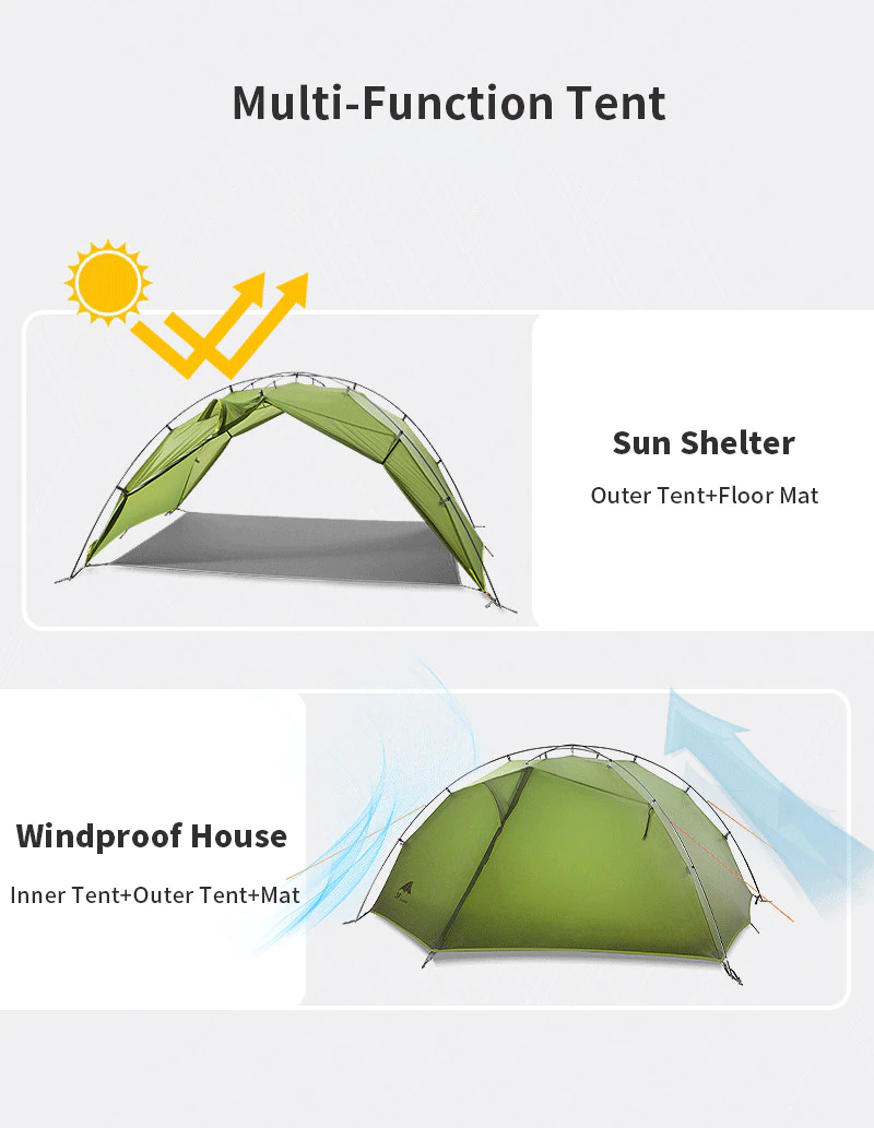Cheap Goat Tents 3f Ul Gear Tent 2 Persons Windproof And Rainproof Camping Tent 15d Silicone Ultralight Outdoor Hiking Travel Tent With Free Mat