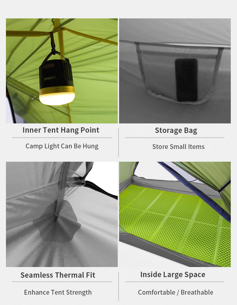 Cheap Goat Tents 3f Ul Gear Tent 2 Persons Windproof And Rainproof Camping Tent 15d Silicone Ultralight Outdoor Hiking Travel Tent With Free Mat