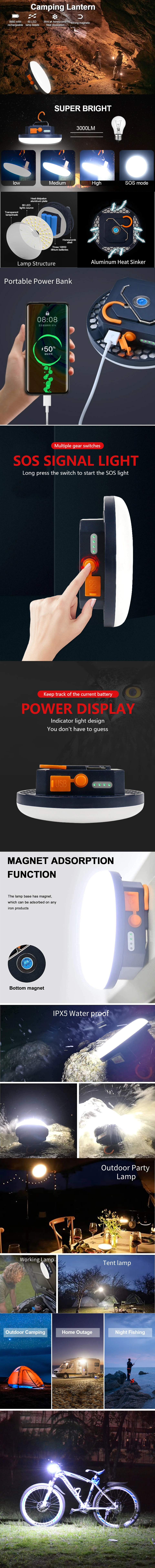 Cheap Goat Tents 7200mah Rechargeable Lantern Portable Magnet Emergency Light Camping Equipment Hanging Tent Bulb Powerful Outdoor Led Work Lamp