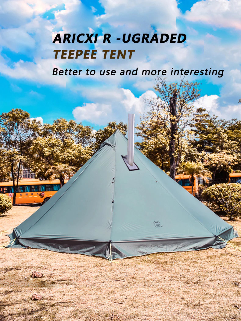 Cheap Goat Tents Aricxi 5 People Oudoor Ultralight Camping 2 Doors Professional 20d Nylon Silicon Coating Pyramid Rodless Tent