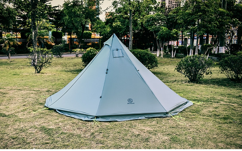 Cheap Goat Tents Aricxi 5 People Oudoor Ultralight Camping 2 Doors Professional 20d Nylon Silicon Coating Pyramid Rodless Tent