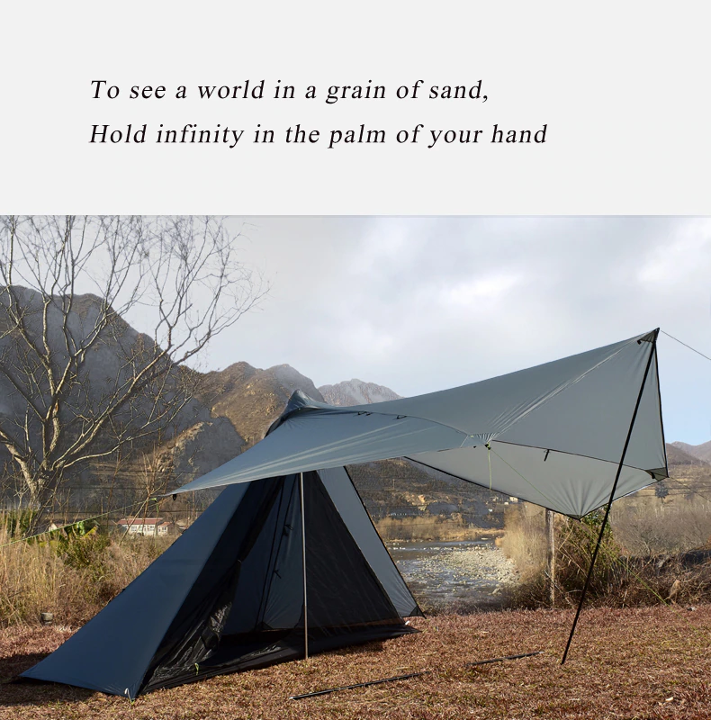 Cheap Goat Tents Aricxi 5 People Oudoor Ultralight Camping 2 Doors Professional 20d Nylon Silicon Coating Pyramid Rodless Tent