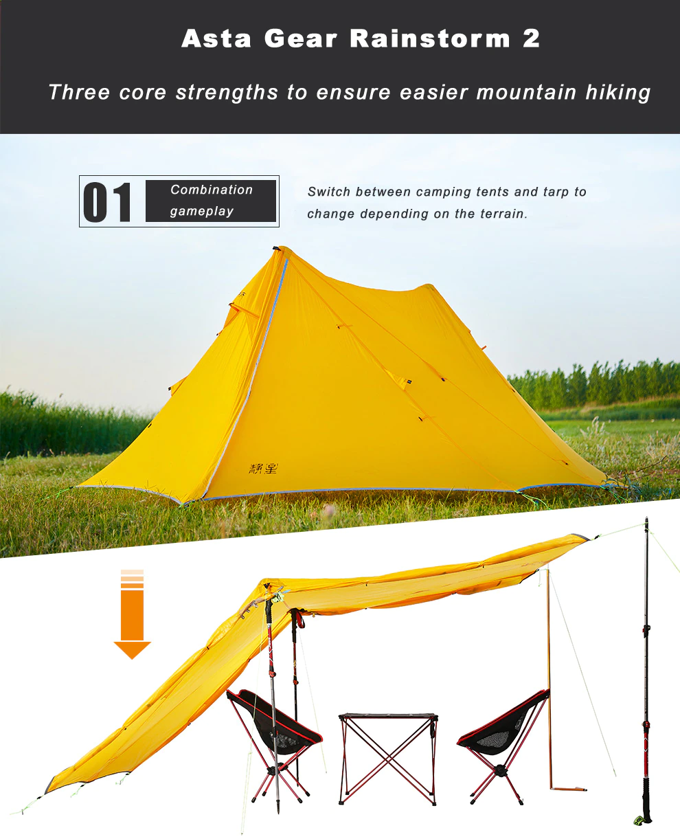 Cheap Goat Tents Asta Gear Rainstorm 2 Ultralight Pyramid Tent Trekking Pole Tent Two Person Camping Ul Tent