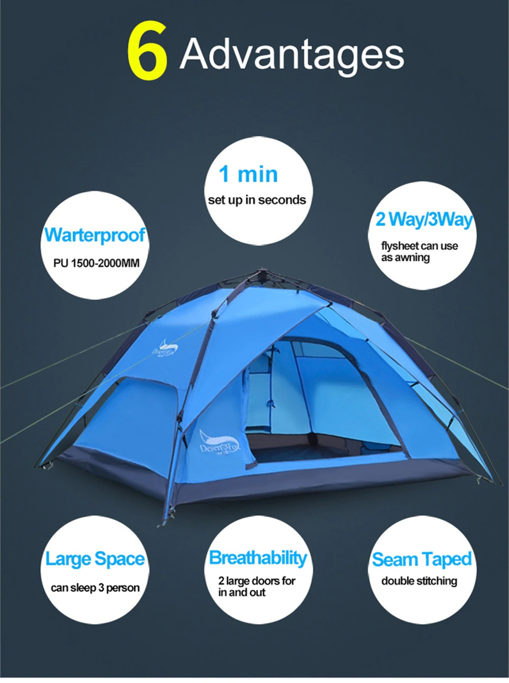 Cheap Goat Tents Automatic Camping Tent Waterproof Outdoor Sun Shelter Picnic Child Double Tent Awning 3