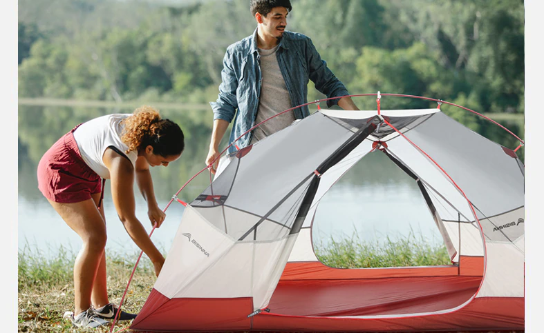 Cheap Goat Tents Bswolf 2 Persons Camping Tent Ultralight 20d 380t Nylon Double Layer Waterproof Backpacking Tent For Hiking Travel With Free Mat