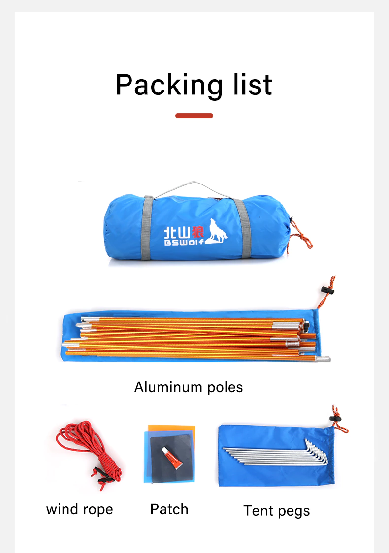 Cheap Goat Tents Bswolf Camping Tent 2 Person Aluminum Pole Lightweight Tourist Tent Double Layer Portable Tent For Hiking,travelling