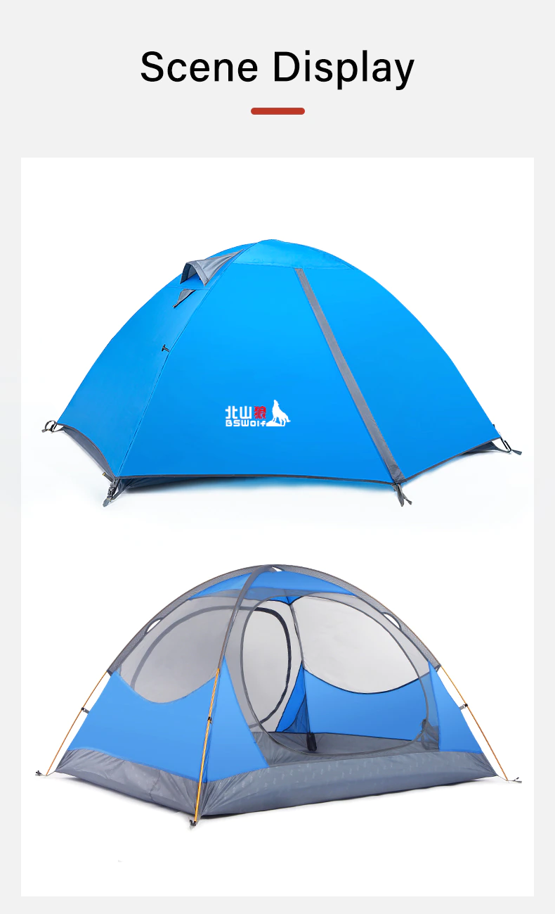 Cheap Goat Tents Bswolf Camping Tent 2 Person Aluminum Pole Lightweight Tourist Tent Double Layer Portable Tent For Hiking,travelling
