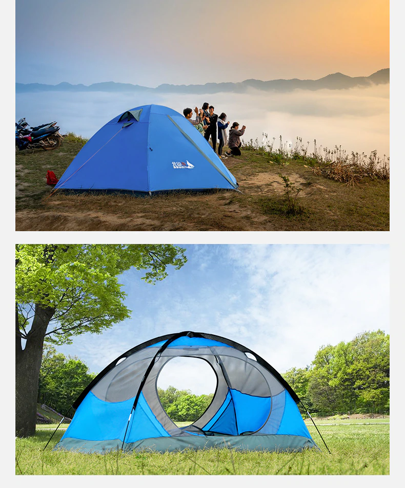 Cheap Goat Tents Bswolf Camping Tent 2 Person Aluminum Pole Lightweight Tourist Tent Double Layer Portable Tent For Hiking,travelling