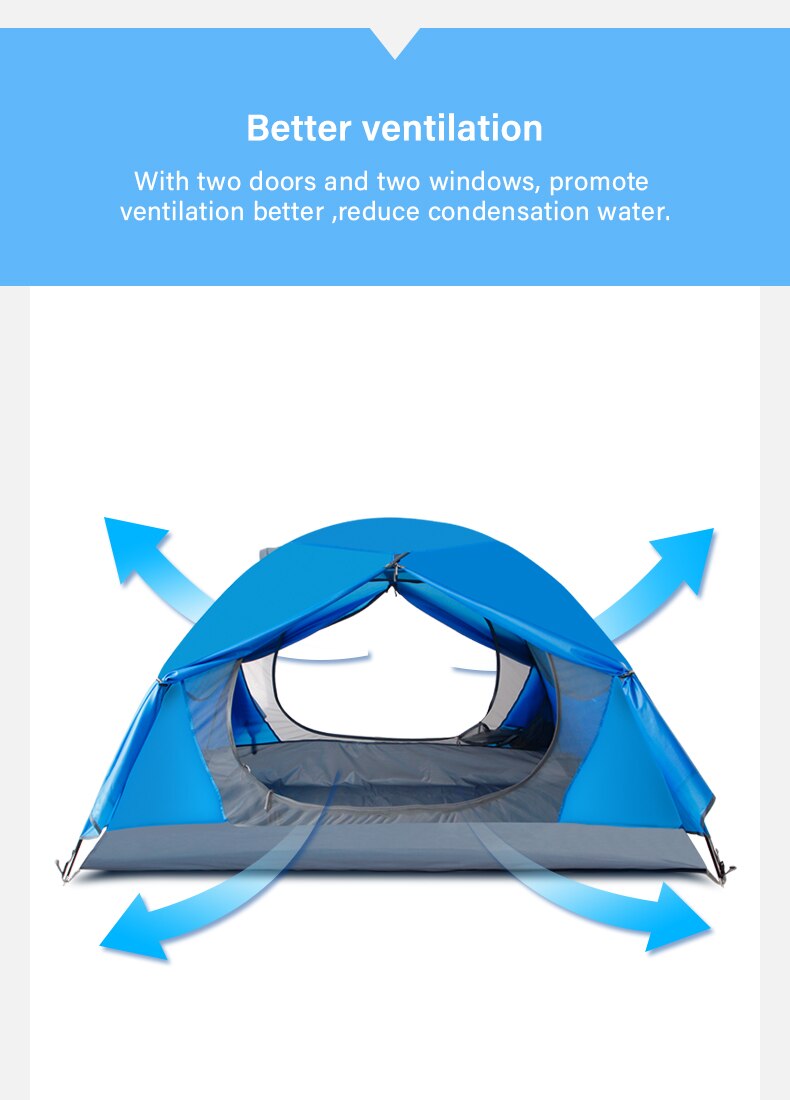 Cheap Goat Tents Bswolf Camping Tent 2 Person Aluminum Pole Lightweight Tourist Tent Double Layer Portable Tent For Hiking,travelling