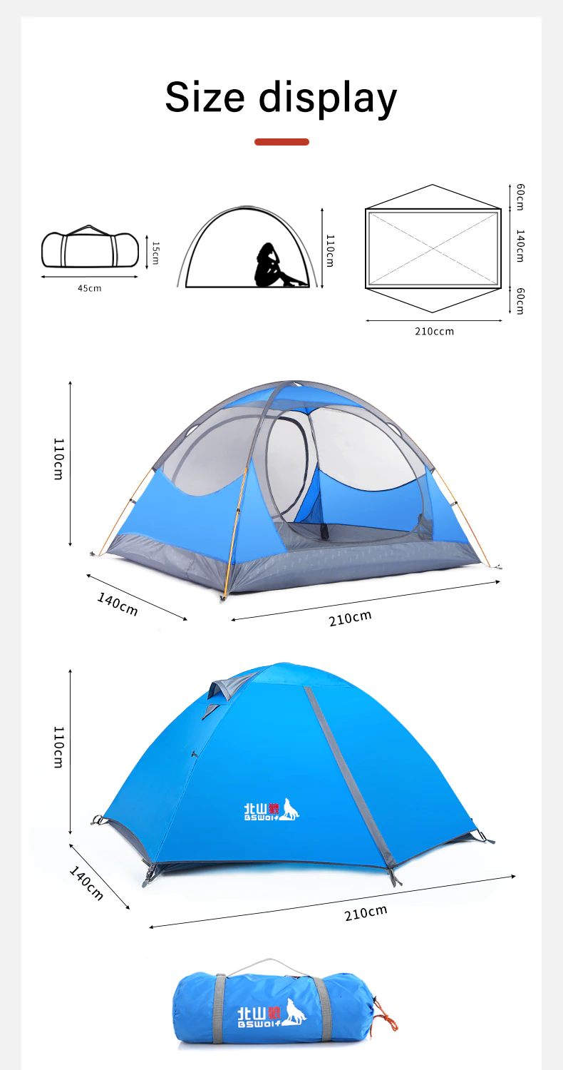 Cheap Goat Tents Bswolf Camping Tent 2 Person Aluminum Pole Lightweight Tourist Tent Double Layer Portable Tent For Hiking,travelling