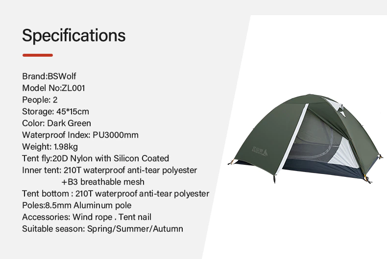 Cheap Goat Tents Bswolf Ultralight Camping Tent 3 Season 2 Person Upgraded 20d Nylon Silicone Coated Fabric Waterproof Tourist Backpacking Tents