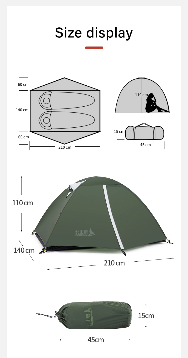 Cheap Goat Tents Bswolf Ultralight Camping Tent 3 Season 2 Person Upgraded 20d Nylon Silicone Coated Fabric Waterproof Tourist Backpacking Tents