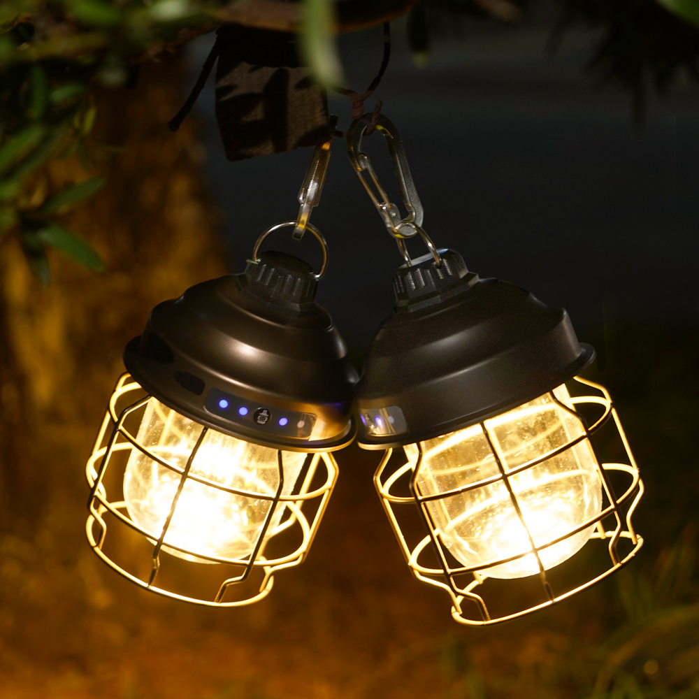 Cheap Goat Tents Camp Lantern Vintage Metal Hanging Lanterns 3600mah Rechargeable Lightweight Tent Light For Outdoor Pinecone Lamp Pendant Lamp