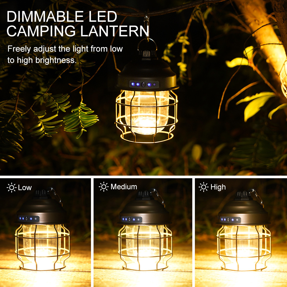 Cheap Goat Tents Camp Lantern Vintage Metal Hanging Lanterns 3600mah Rechargeable Lightweight Tent Light For Outdoor Pinecone Lamp Pendant Lamp