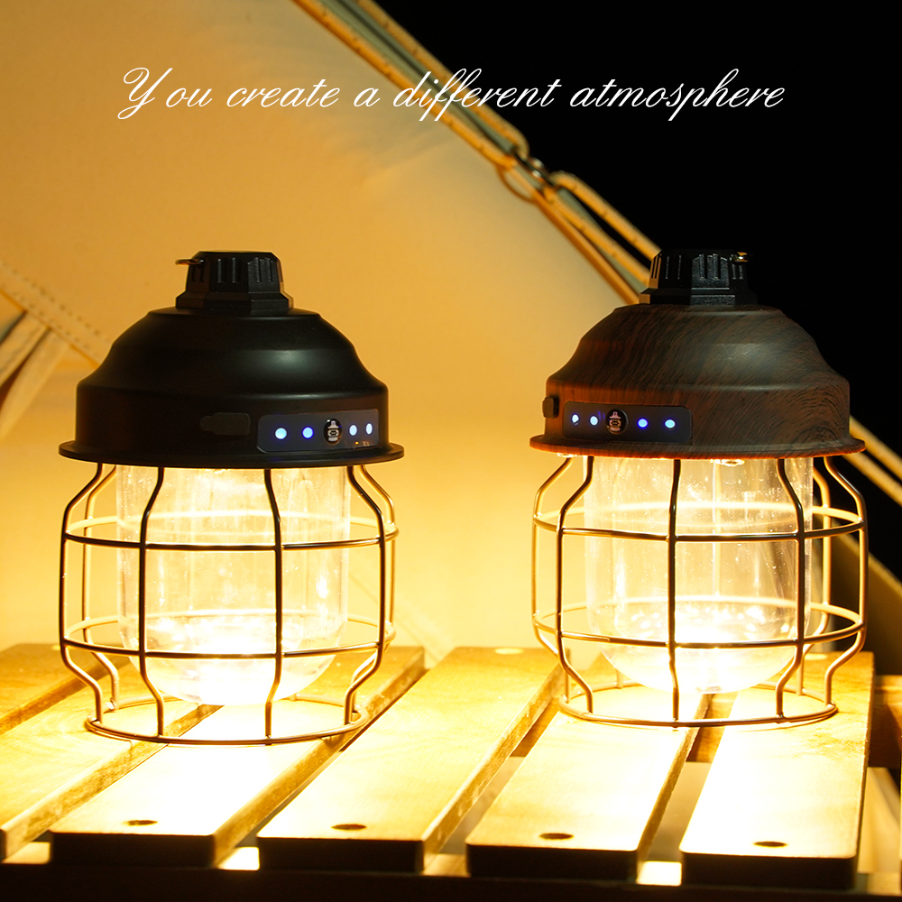 Cheap Goat Tents Camp Lantern Vintage Metal Hanging Lanterns 3600mah Rechargeable Lightweight Tent Light For Outdoor Pinecone Lamp Pendant Lamp