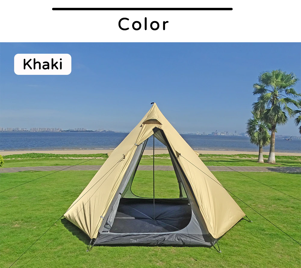 Cheap Goat Tents Camping Complete Teepee Tent For Adults Ultralight Pyramid Tent 4 Person Outdoor Waterproof Double Layer Large Family Tipi Tent