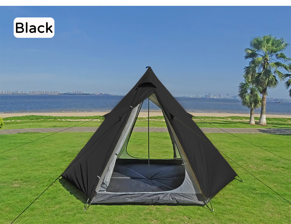 Cheap Goat Tents Camping Complete Teepee Tent For Adults Ultralight Pyramid Tent 4 Person Outdoor Waterproof Double Layer Large Family Tipi Tent