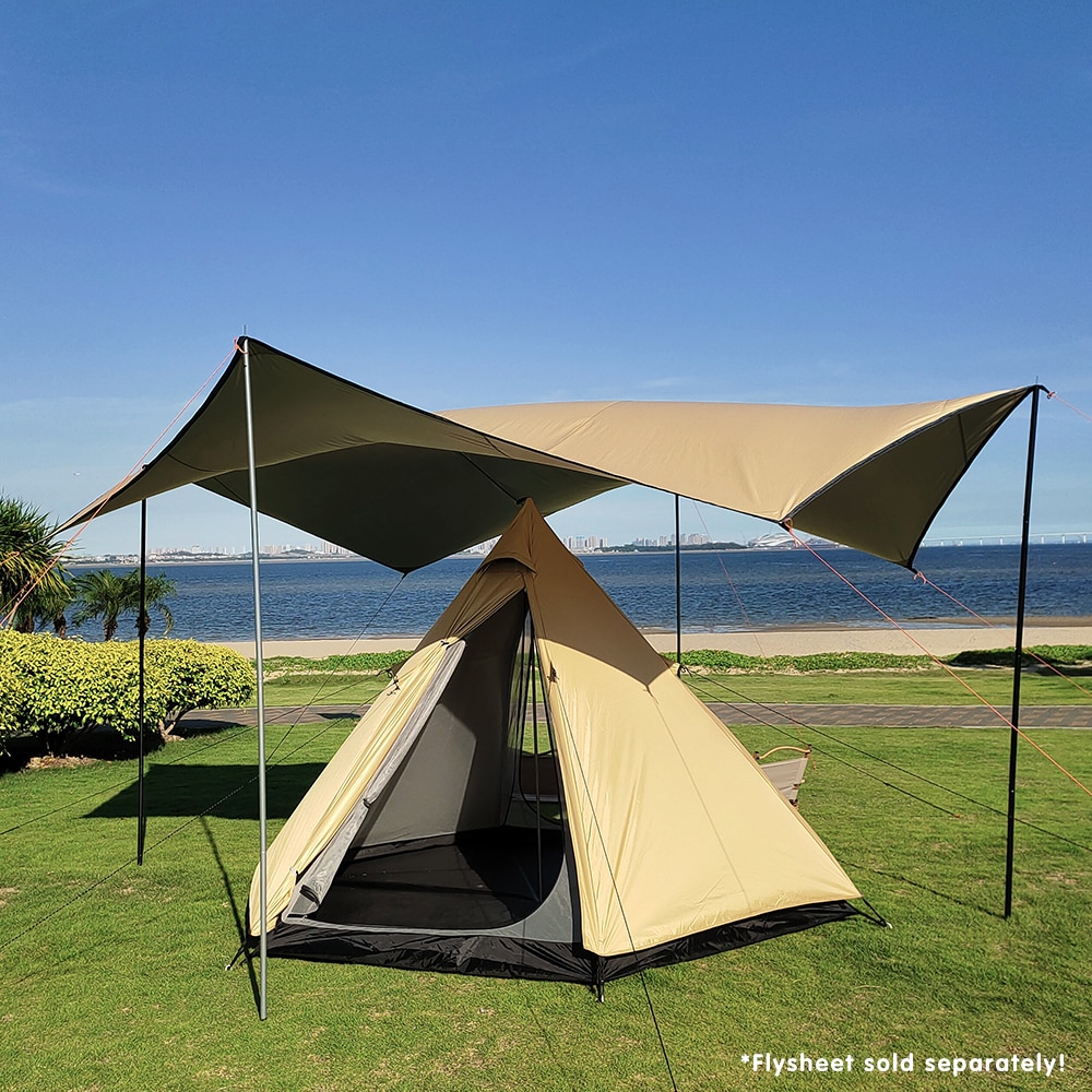 Cheap Goat Tents Camping Complete Teepee Tent For Adults Ultralight Pyramid Tent 4 Person Outdoor Waterproof Double Layer Large Family Tipi Tent