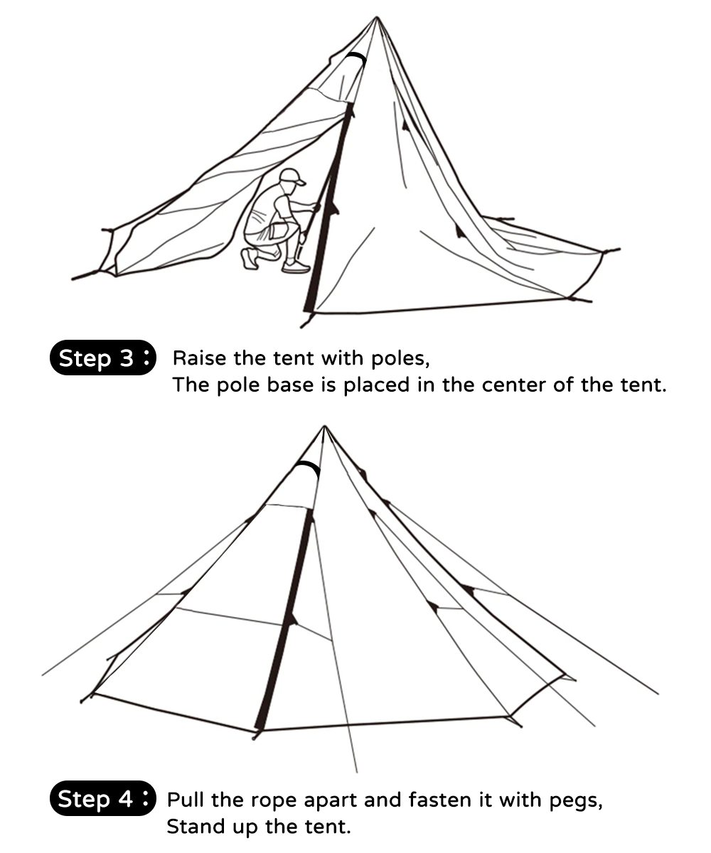 Cheap Goat Tents Camping Complete Teepee Tent For Adults Ultralight Pyramid Tent 4 Person Outdoor Waterproof Double Layer Large Family Tipi Tent