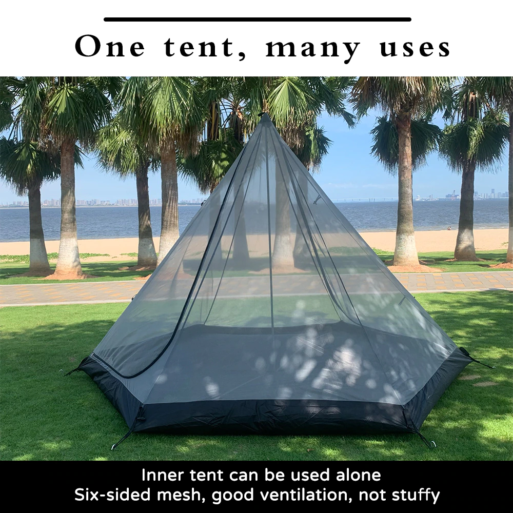 Cheap Goat Tents Camping Complete Teepee Tent For Adults Ultralight Pyramid Tent 4 Person Outdoor Waterproof Double Layer Large Family Tipi Tent