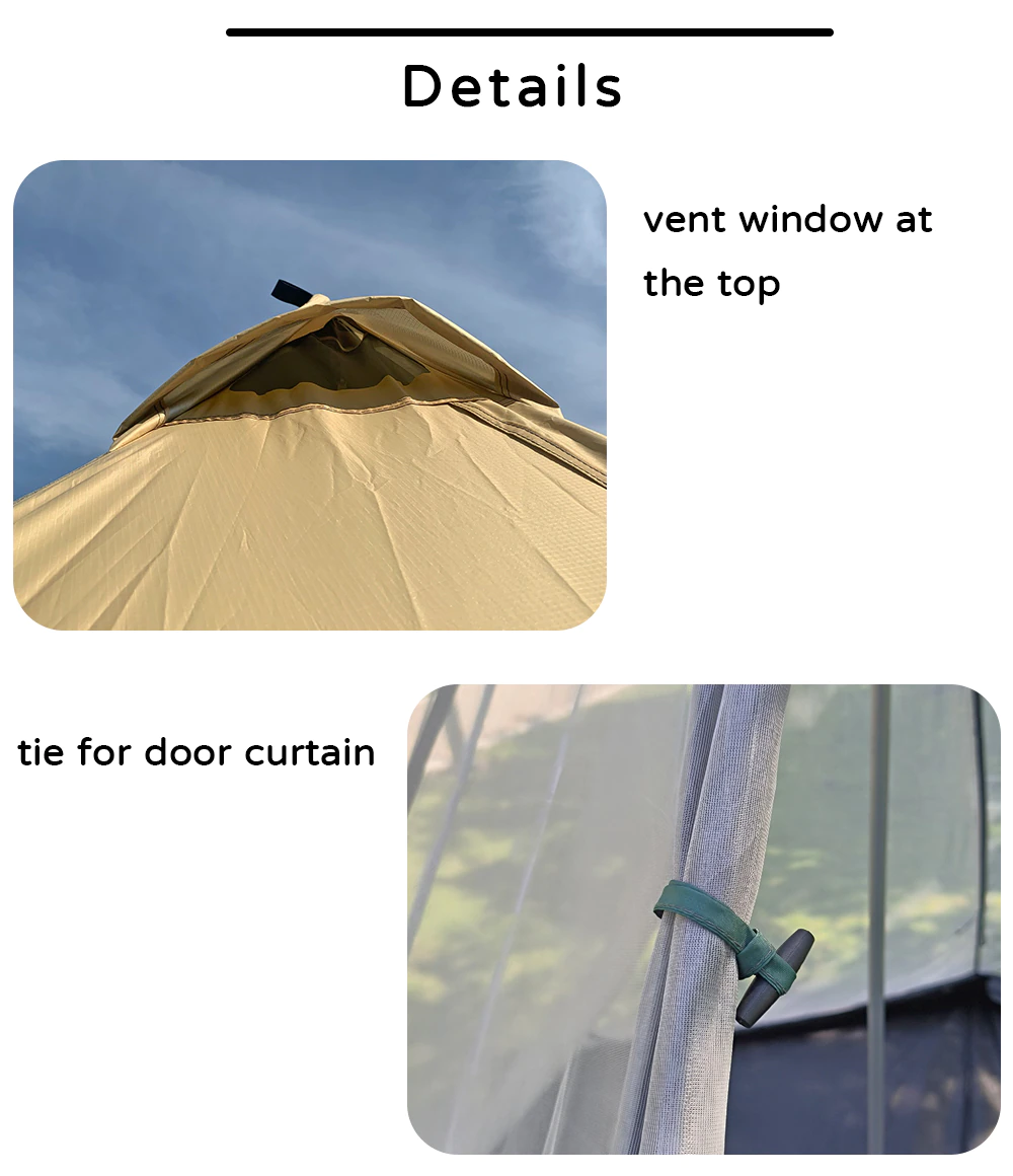 Cheap Goat Tents Camping Complete Teepee Tent For Adults Ultralight Pyramid Tent 4 Person Outdoor Waterproof Double Layer Large Family Tipi Tent