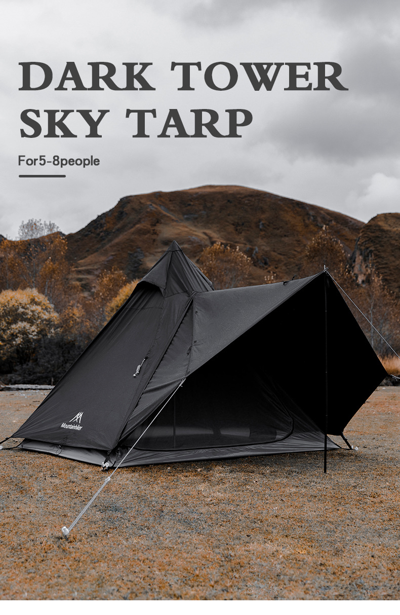 Cheap Goat Tents Camping Equipment Indian Tent Sunscreen Waterproof Outdoor Polyester Black Tower Canopy Dark Black Tent